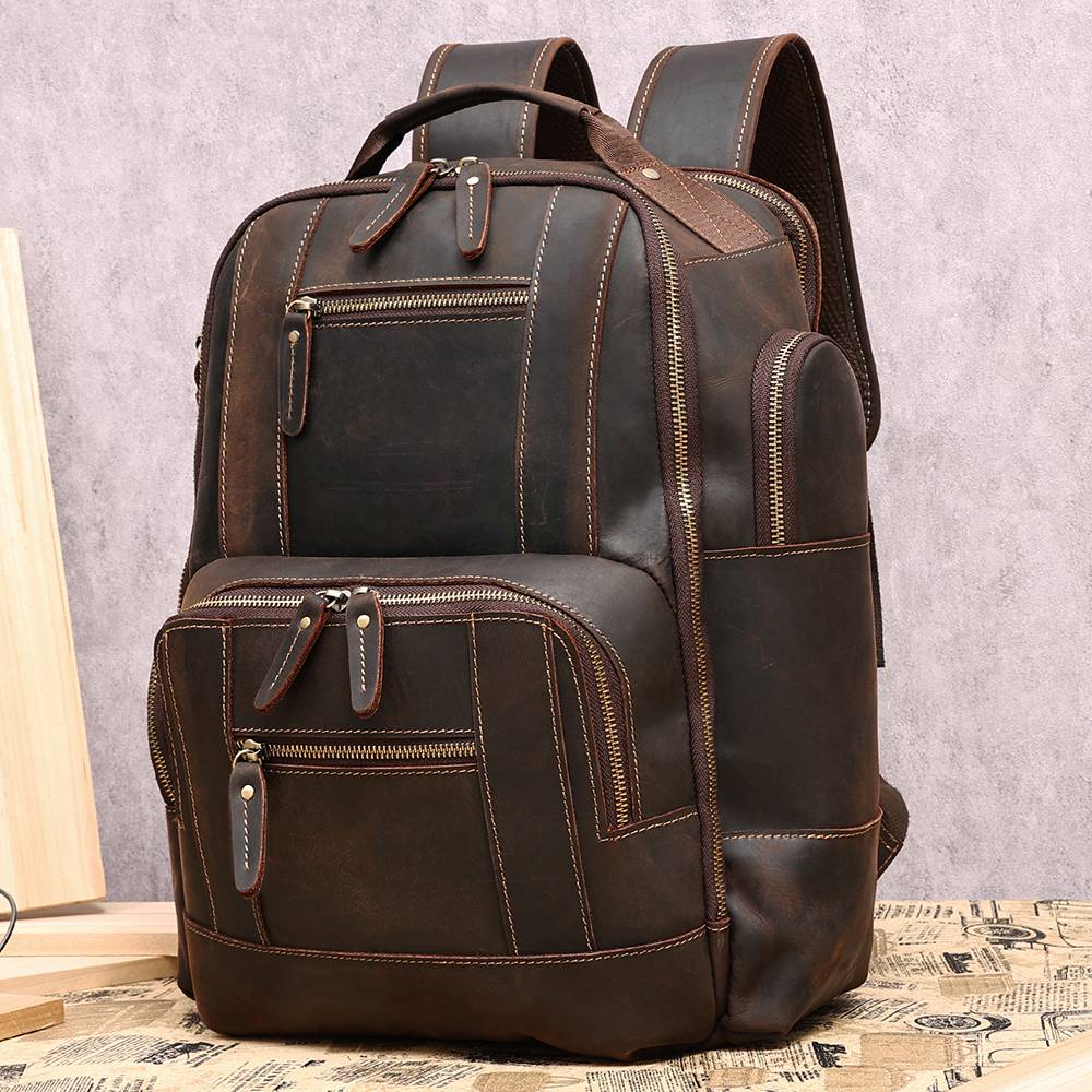 vintage leather backpack