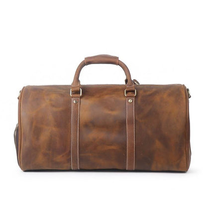 Men’s Leather Weekend Duffel Bag Retro Carry on Handbag