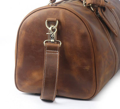Men’s Leather Weekend Duffel Bag Retro Carry on Handbag
