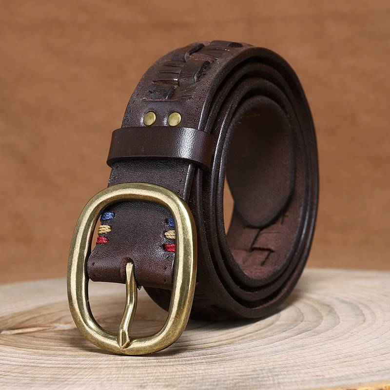 leather braided belt