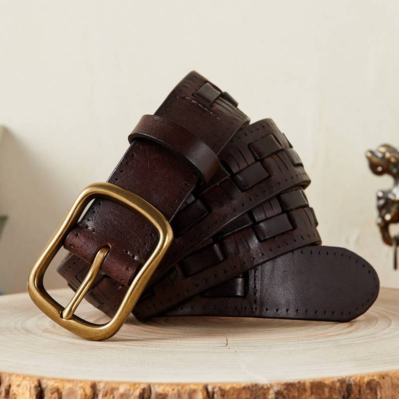 leather braided belt 