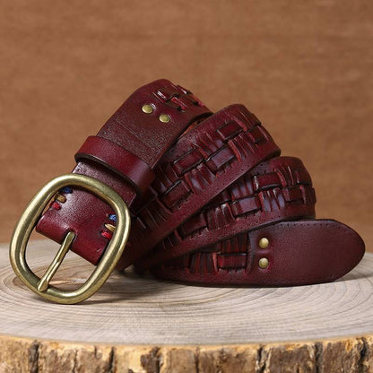 leather braided belt