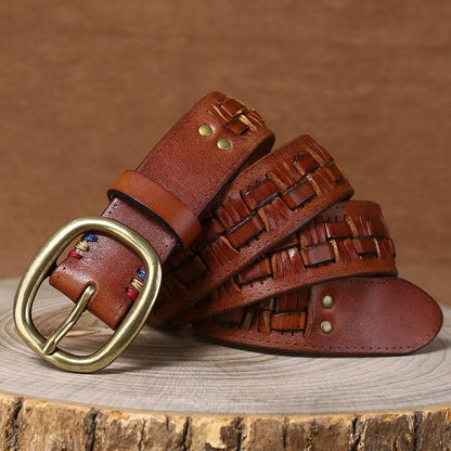 leather braided belt