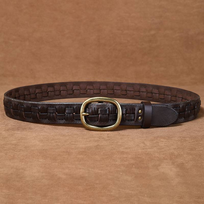 leather braided belt 