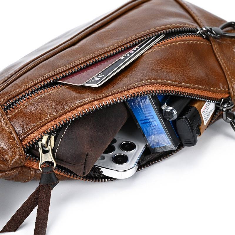 leather mens sling bag