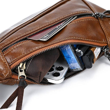 leather mens sling bag