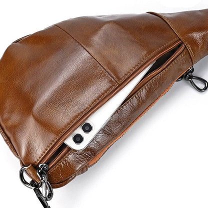 leather mens sling bag