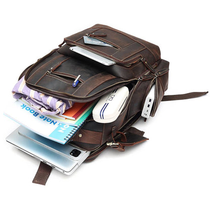 vintage leather backpack