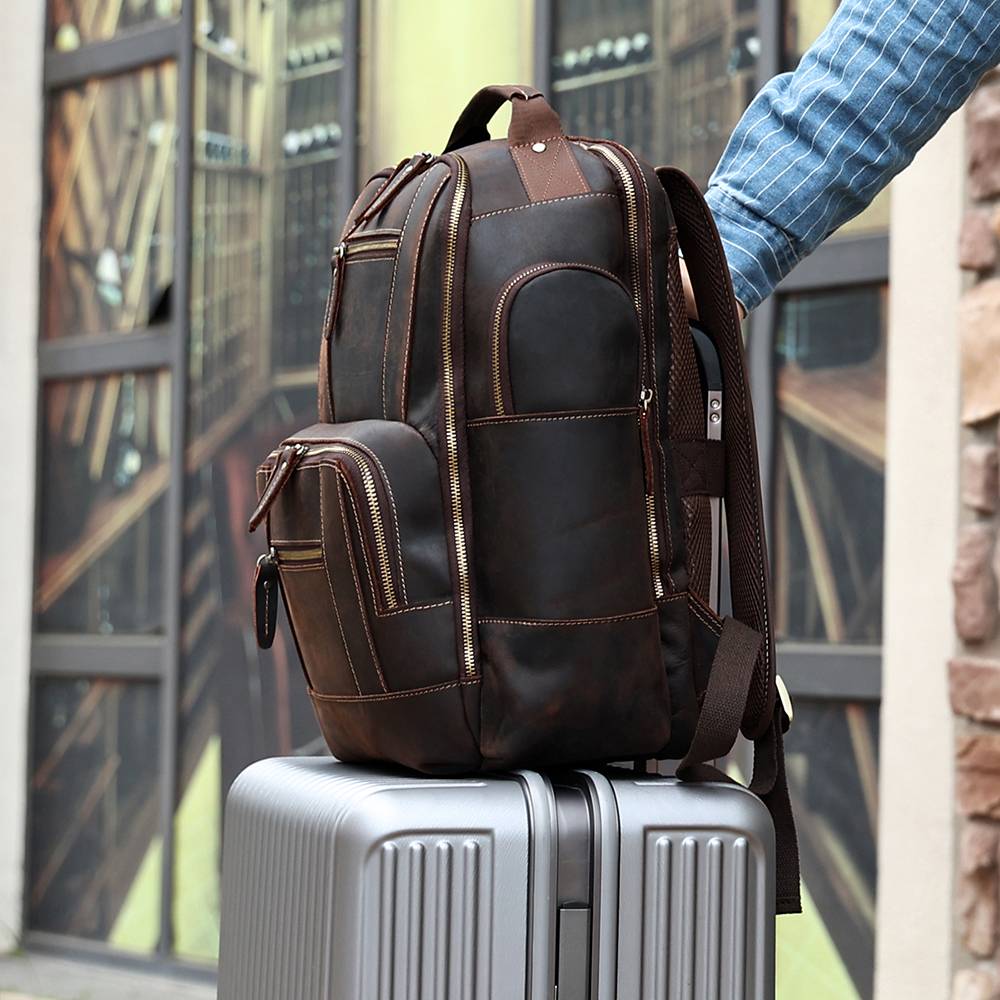 vintage leather backpack