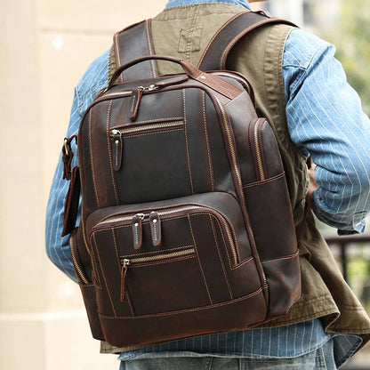vintage leather backpack